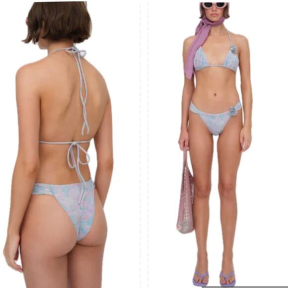 For Love And Lemons Pink and Blue Bikini BOTTOM ONLYsize Large NEW